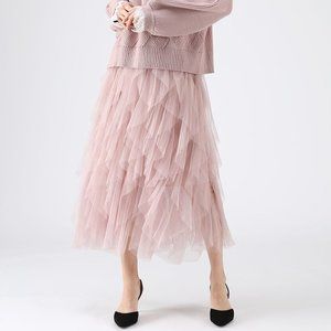 The Clever Illusions Mesh Skirt in Pink (S-M)